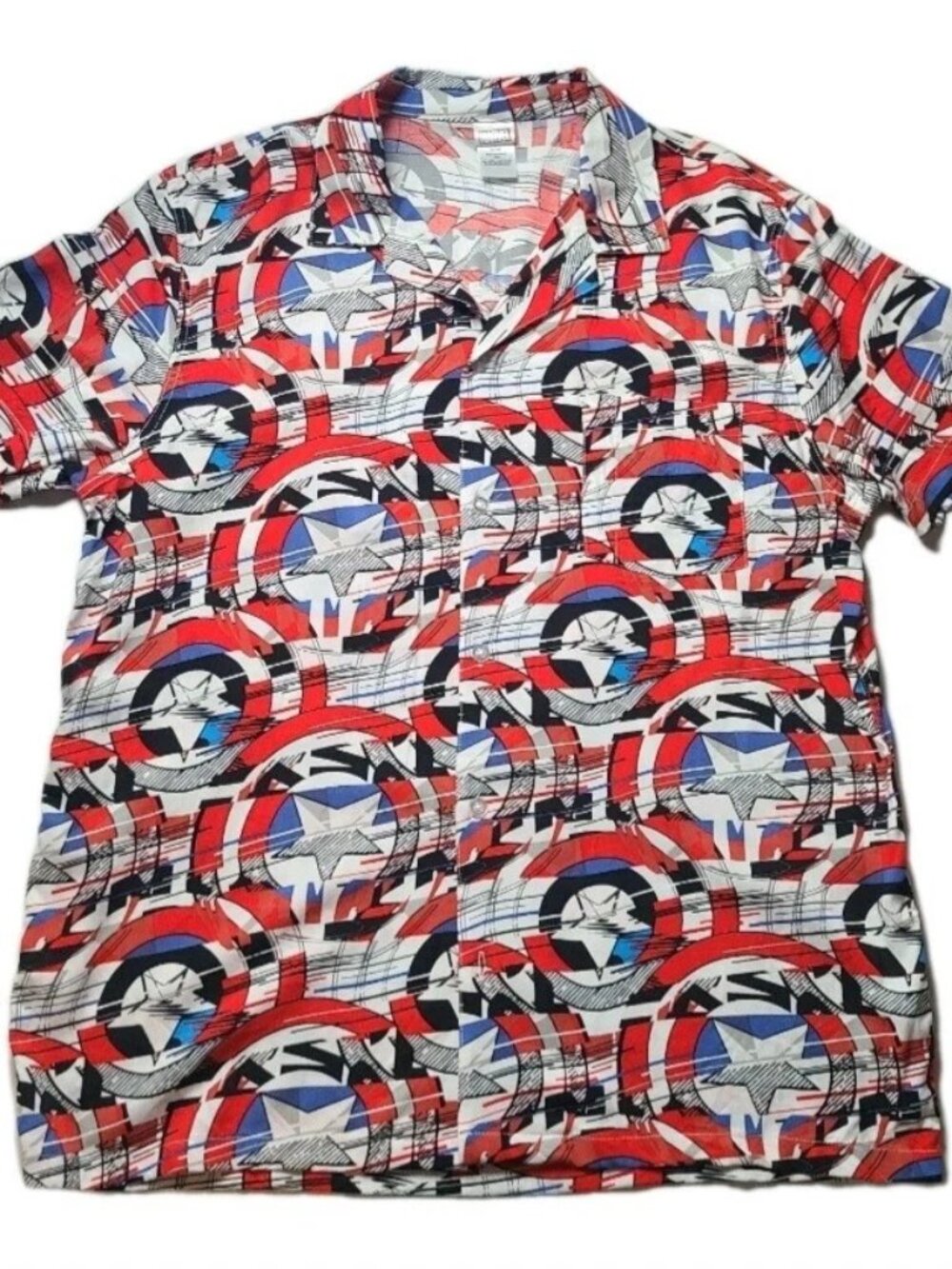 Marvel Captain America Mens Button Down Shirt Size L Superhero Comics NWT